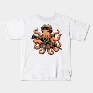 Tactical Octopus Adventure Tee: Where Intelligence Meets Style Kids T-Shirt